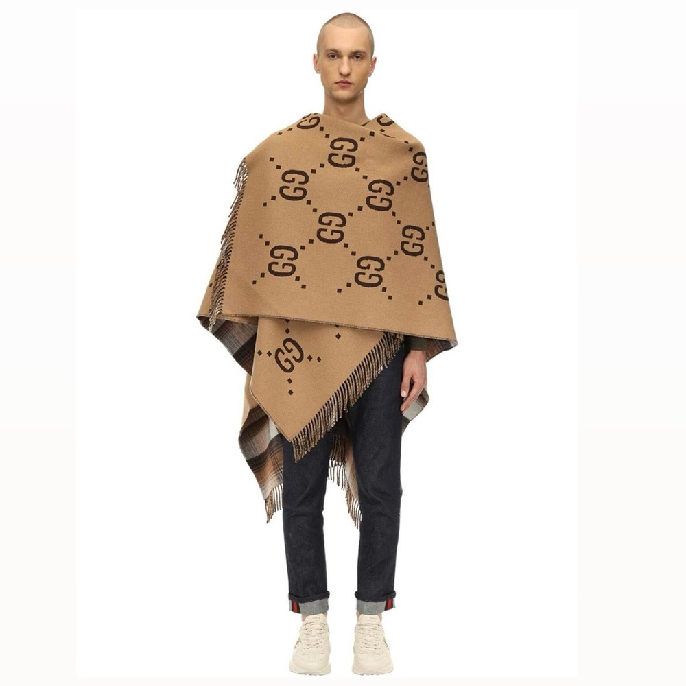 GG REVERSIBLE WOOL PONCHO - Picture 4 of 4